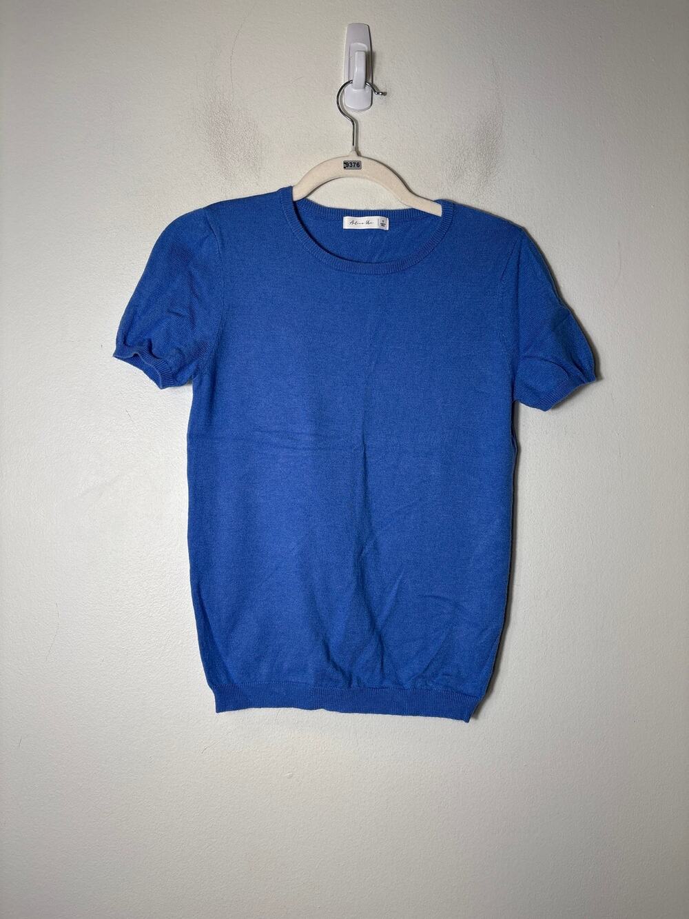 Active Usa Blue Short Sleeve Sweater Top Sz S